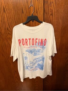 Arizona Jean Company White Portofino Graphic Tee with Red & Blue Print